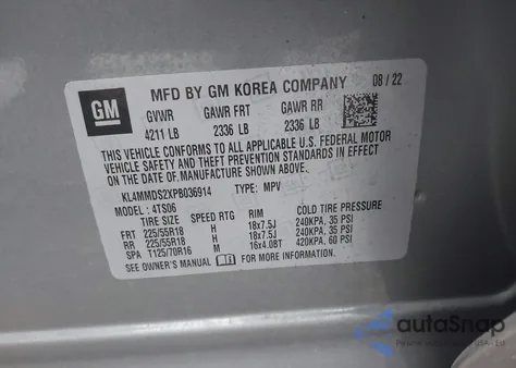 2023 Buick Encore Gx Select Fwd из США, поврежденный, VIN KL4MMDS2XPB036914